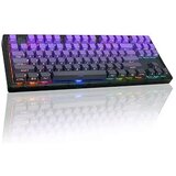 Lorgar wireless mechanical gaming keyboard pro, 2.4 ghz, bt, rgb backlight, 16 modes, 66 keys, 50M presses, linear toxic purple switches, multimedia knob, built-in 3750 mah battery, hot swap, gasket mount, spring cable 2.3m, beige grey purple cene