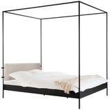 noo.ma Črna/bež jeklena oblazinjena zakonska postelja z ogrodjem za baldahin z letvenim dnom 180x200 cm Eton – | Shoptok.si