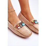 EVENTO Women's suede moccasins with crystals Beige Lucille | Eponuda.ba