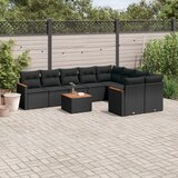  10-dijelni set vrtnih sofa s jastucima crni od poliratana | shoptok.hr