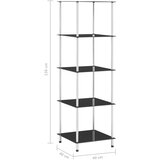 Police s 5 razina crne 40 x 40 x 130 cm od kaljenog stakla | Eponuda.com