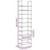 vidaXL Stalak za cipele 10 razina crni 44x28x180 cm netkana tkanina | shoptok.hr