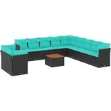  Vrtna garnitura - 12-dijelni set vrtnih sofa s jastucima poliratan crni - Crna 1 | shoptok.hr