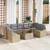  Set sofe s jastukom 10 pcs Bež i svijetlo siva poliratan | shoptok.hr