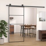 vidaXL Drsna vrata iz aluminija in ESG stekla 90x205 cm črna Cene