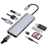 Gembird A-CM-COMBO9-06 USB-C 9-in-1 multi-port RJ45+USB3.0+SD+USB-C+HDMI+USB2.0 Cene