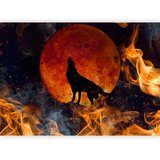  Foto tapeta - Wild nature - wolf on a background of a red moon in flames of fire 500x350 Premium | shoptok.hr