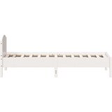 vidaXL Posteljni okvir z vzglavjem bel 90x200 cm trdna borovina | Shoptok.si