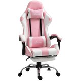  Igraća ergonomska uredska stolica umjetna koža roza i bijela 64 x 67 x 119-127 cm Cijene