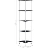 Police s 5 razina crne 30 x 30 x 130 cm od kaljenog stakla | shoptok.hr