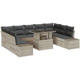 vidaXL Vrtni kavč set Set 10 Bež in siva PE ratan, jeklo, poliester, (22064975) | Shoptok.si