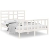  Posteljni okvir bel iz trdnega lesa 140x190 cm, (20644392) | Shoptok.si