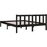 vidaXL Okvir za krevet crni od masivne borovine 135 x 190 cm UK bračni | shoptok.hr