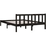 vidaXL Posteljni okvir črn iz trdne borovine 135x190 cm UK Double | Shoptok.si