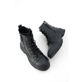 Marjin Women's Lace-Up Double Zippered Thick Sole Boots Boots Felas Black Cene