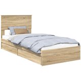 vidaXL Postelja s shranjevanjem z vzglavjem Sonoma hrast 90 x 200 cm, (5000105922) | Shoptok.si
