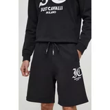 Just Cavalli Bombažne kratke hlače črna barva