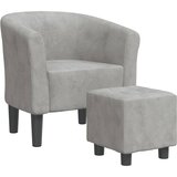  The Living Store Fotelj s stolčkom svetlo siv žamet - Fotelj, (21449269) | Shoptok.si