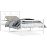 Furnova Kovinski posteljni okvir z vzglavjem in vznožjem bel 100x200 cm, (21938691) | Shoptok.si