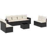  9-dijelni set vrtnih sofa s jastucima crni od poliratana | shoptok.hr