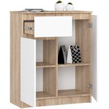AKORD Komoda, 2 Vrata In 1 Predal, Hrast Sonoma/Bela, (5000332079) | Shoptok.si