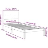 vidaXL Daljši posteljni okvir brez vzmetnice 90x220 cm trden les | Shoptok.si