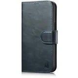 2v1 usnjena preklopna torbica za iPhone 14 Pro Anti-RFID Oil Wax Wallet Case modra, (21522192)