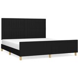 The Living Store Posteljni okvir z vzglavjem črn 160x200 cm blago - Posteljni Okvir Z Vzglavjem, (21525432) | Shoptok.si