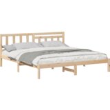 vidaXL konstrukcija postelje rjava 200 x 200 cm masivno borovo les | Shoptok.si