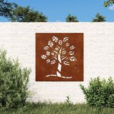  Vrtni zidni ukras 55 x 55 cm čelik COR-TEN s uzorkom stabla Cene