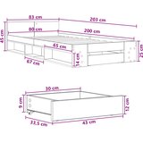  Okvir kreveta s pohranom s ladicama Hrast artisan 80 x 200 cm | shoptok.hr