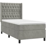  box spring s madracem LED svjetlosivi 80x200 cm baršun | shoptok.hr