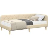 vidaXL Kutni okvir kreveta s madracem Krema 100 x 200 cm tkanina | shoptok.hr