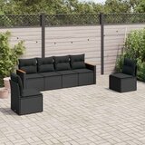  6-dijelni set vrtnih sofa s jastucima crni od poliratana Cijene