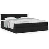 vidaXL Otomanski posteljni okvir z vzmetnico črn 200x200 cm blago | Shoptok.si
