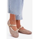 Boto Decorated Women's Ballet Flats With Strap And Buckle Gold Avirae | shoptok.hr