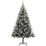 vidaXL Umjetna jelka s pantenom i pahuljicama Zelena i bijela 180 cm | shoptok.hr