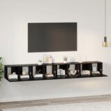 vidaXL Set TV komoda 4 pcs Crni hrast Srednja 30 x 60 x 30.5 cm | shoptok.hr