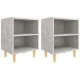  Noćni ormarići s drvenim nogama 2 kom boja betona 40x30x50 cm | shoptok.hr