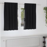 vidaXL Zavese z zavesami 2 pcs Črna 140x140cm Poliester | Shoptok.si