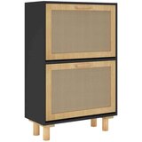 vidaXL Omarica za čevlje črna 52x25x80 cm inž. les in naravni ratan | Shoptok.si
