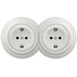  Kliklap - Dvostruka retro utičnica za domaćinstvo sa ramom SCHUKO 230V/16A keramička bela | Eponuda.com