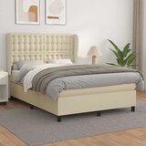  Krevet s oprugama i madracem krem 140x200 cm od umjetne kože | shoptok.hr