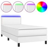  Box spring s madracem LED bijeli 100x200 cm umjetna koža | shoptok.hr