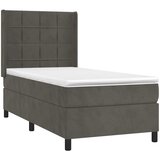 Box spring krevet s madracem tamnosivi 100x200 cm baršunasti | shoptok.hr