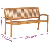  Složiva vrtna klupa s jastukom 159 cm od masovne tikovine Smeđa 150 cm | Shoptok.si