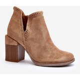 Boto Ankle Boots on Chunky Heel with Cutout Light Beige Jolnima | ePonuda.com