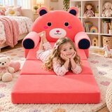  Dečija rasklopiva plišana foteljica 2u1 Pink Teddy roze - 4 sloja ( KLK2694-PTR ) | Eponuda.com