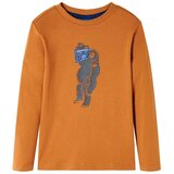 vidaXL Otroška majica z dolgimi rokavi temno oker 128 | Shoptok.si