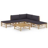 Maison Chic Seti vrtnega pohištva - Vrtna garnitura - Vrtni pohištvo set s temno sivimi blazinami 6-delna bambus, (21797414) | Shoptok.si